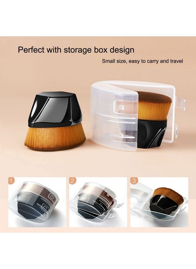 Hilareco - 2 Pack Magic Foundation Makeup Brush Flat Top Kabuki Hexagon Face Blush Liquid Powder Foundation Brush For Blending Liquidcream Or Powder Cosmetics With Bonus Protective Case Black - Image 1