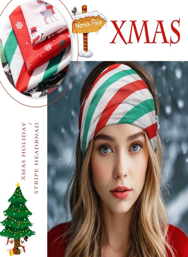 Olbye Christmas Headbands Women Wide Knotted Headband Elastic Nonslip Hairbands Workout Red Head Band Turban Head Wraps Running Yoga Hair Scarfs Xmas Hair Accessories for Women and Girls (Xmas B) - Image 4