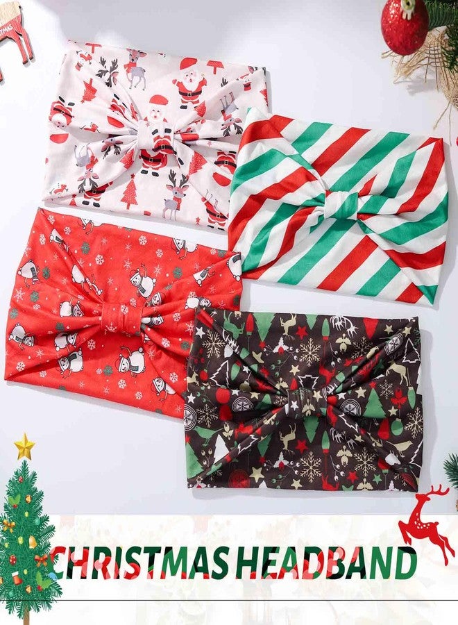 Olbye Christmas Headbands Women Wide Knotted Headband Elastic Nonslip Hairbands Workout Red Head Band Turban Head Wraps Running Yoga Hair Scarfs Xmas Hair Accessories for Women and Girls (Xmas B) - Image 2