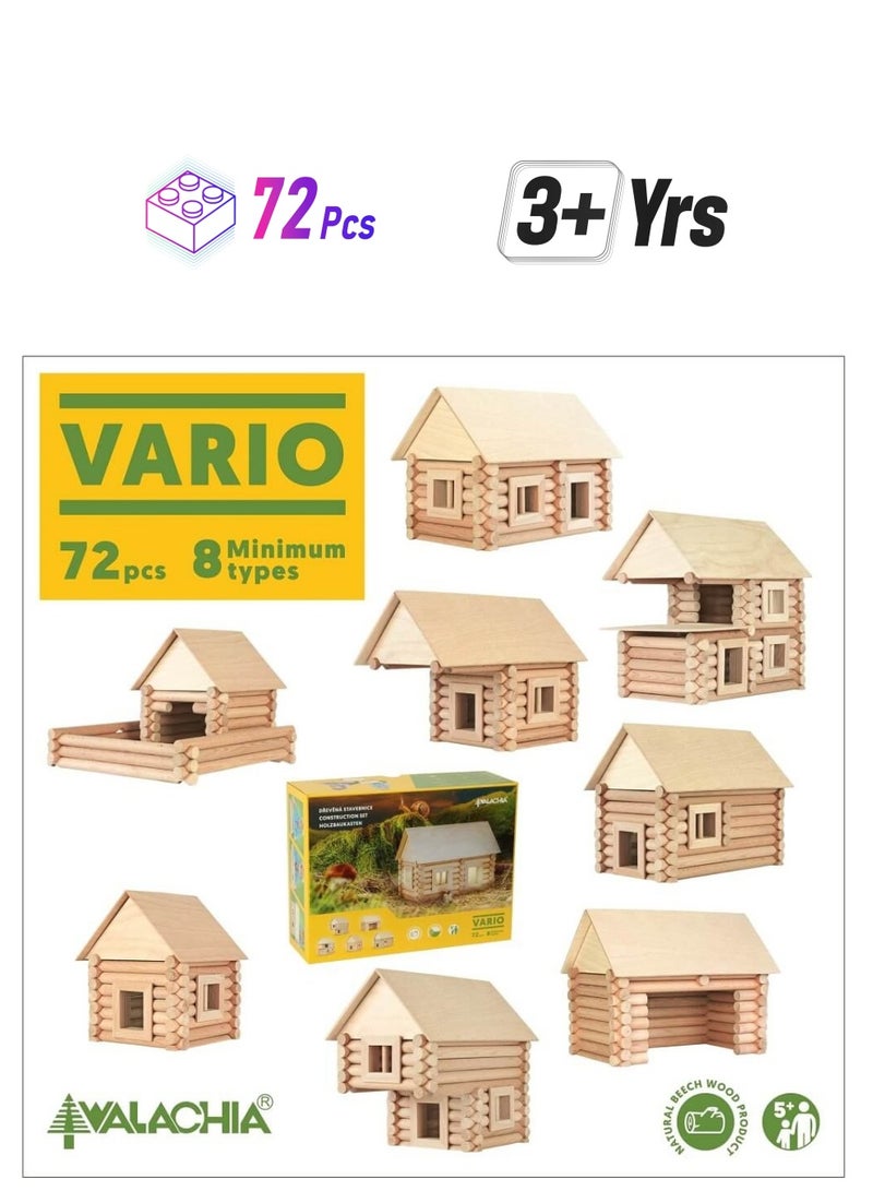 WALACHIA Vario 72 Pieces Wood Building Toy - Image 1