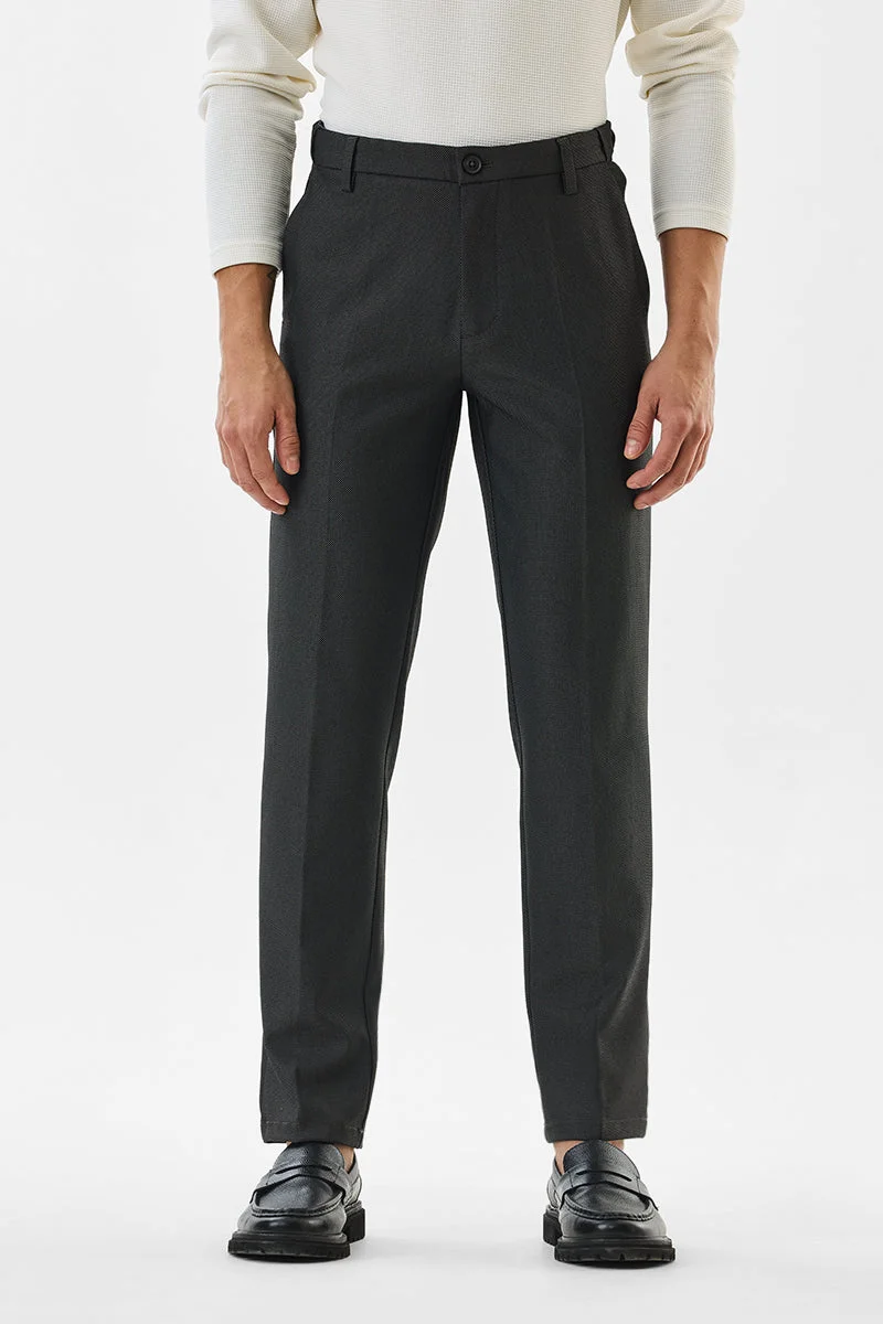SNITCH Slim Fit Stretch Charcoal Grey Trousers