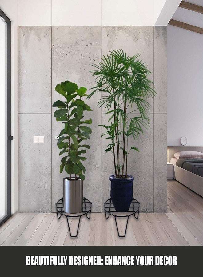 ORILEY Round Plant Stand Galvanised Metal Flower Pot Holder Indoor Gamla Support Corner Rack Outdoor Display Shelf for Home Garden Balcony Decoration - (Pack of 2, Black) - Image 5
