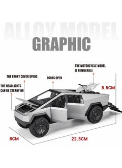 لعبة Cybertruck بمقياس 1:24 مصنوعة من المعدن المصبوب مع دراجة Cyber ​​رباعية الدفع قابلة للفصل - سحب للخلف والانطلاق، وأضواء، وأصوات، وميزات فتح متعددة! - pzsku/Z0B032220CF935B7AEE02Z/45/_/1723657396/a035c9d5-d4bf-4526-af66-674597bcf71d