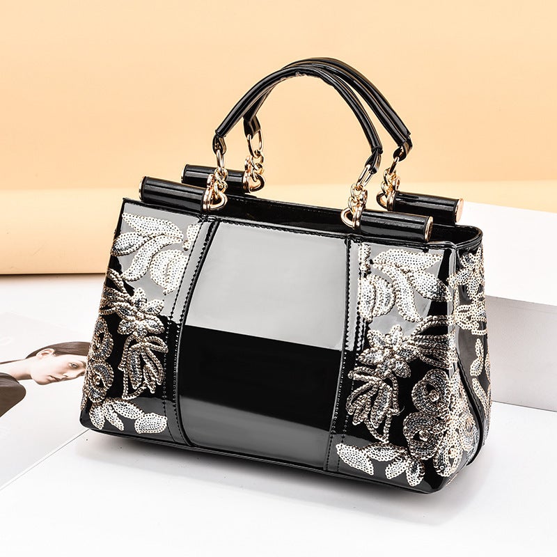 Middle-Aged Women'S Bag New Style Single-Shoulder Portable Crossbody Women'S Bag Fashion Trendy All-Match Patent Leather Women'S Bag - Image 4