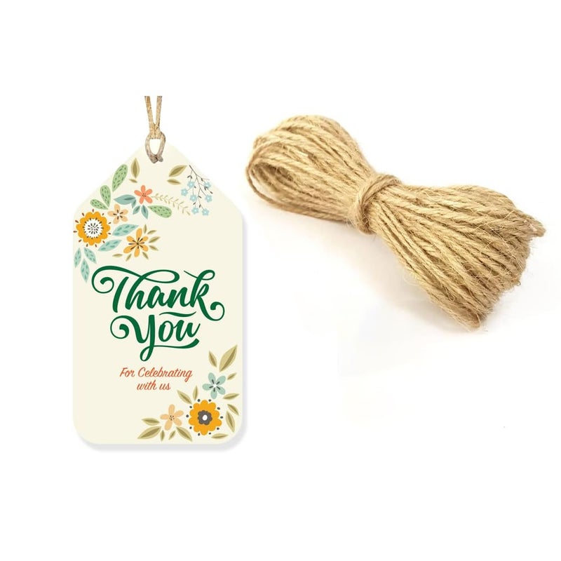 Kaameri Bazaar Kaameri Bazaar Set of 50 Thank You Tags for Return Gifts l Packaging l for Gift Bags l Birthday Tags with Natural Jute (300 GSM Paper) - Image 2