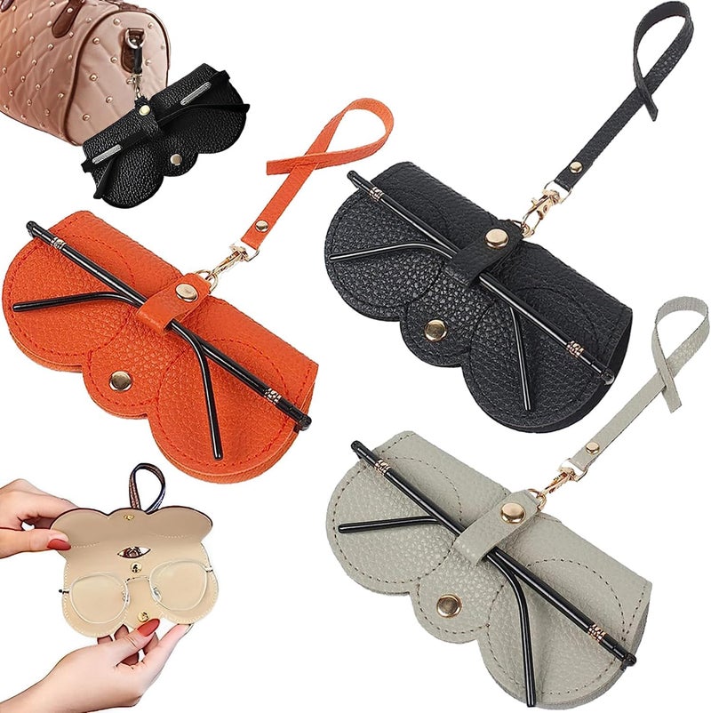 Soft Leather Sunglasses Bag - 3Pcs Portable Outdoor Travel Case with Wrist Strap - Image 1