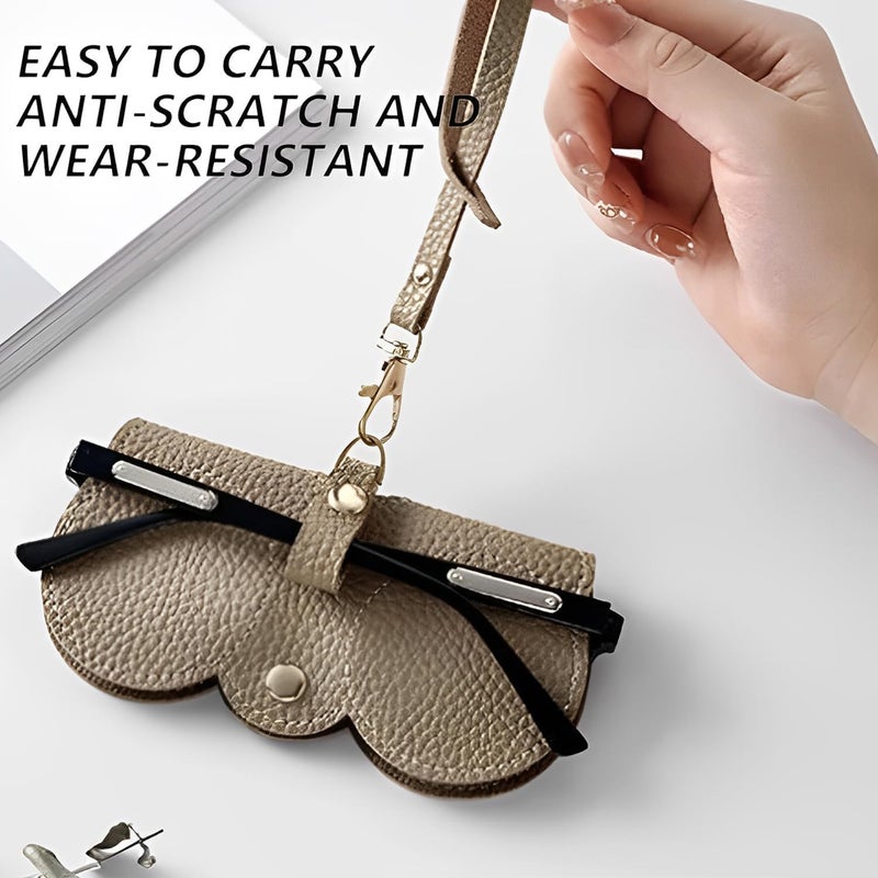 Soft Leather Sunglasses Bag - 3Pcs Portable Outdoor Travel Case with Wrist Strap - Image 5