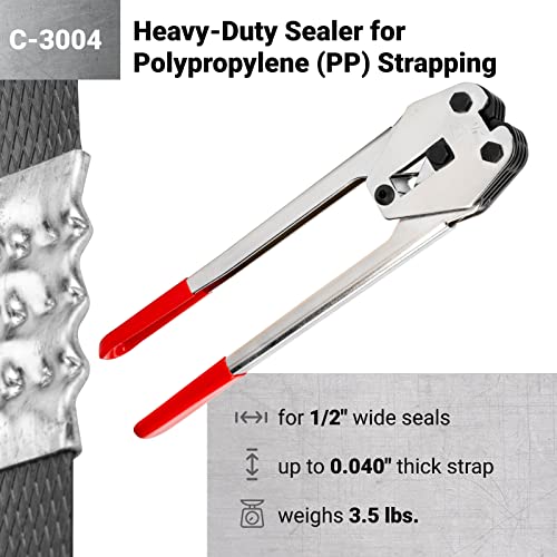 IDL Packaging C-3004 Heavy Duty Sealer & Crimper for 1/2” Polypropylene (PP) Strapping - Heat-Treated Durable Tool with Ergonomic Design - Long Handles Mean Less Effort in Closing The Seal - Image 2