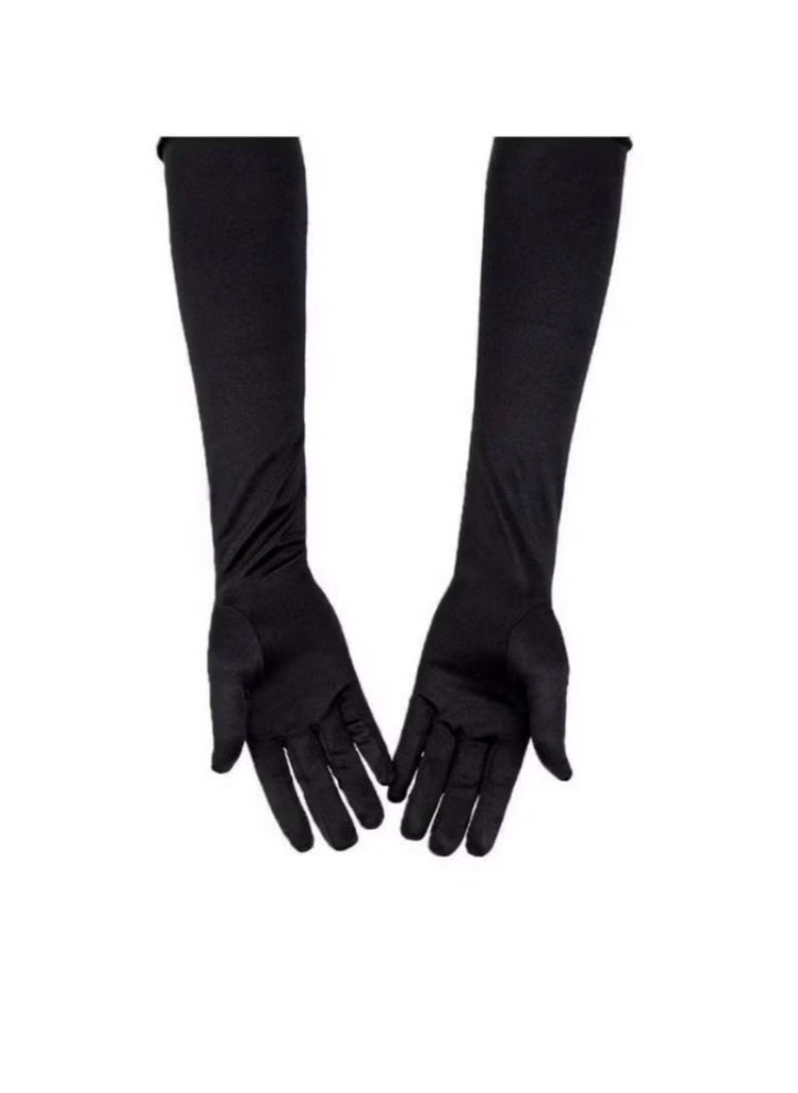 Beauenty Long Women's Gloves | Flapper Gloves for Evening Parties  Weddings | Elbow-Length Black Driving Gloves with Finger Tips | Perfect for Summer, Bridal, and Vintage Events | Comfortable  Stylish Englis  - Image 3