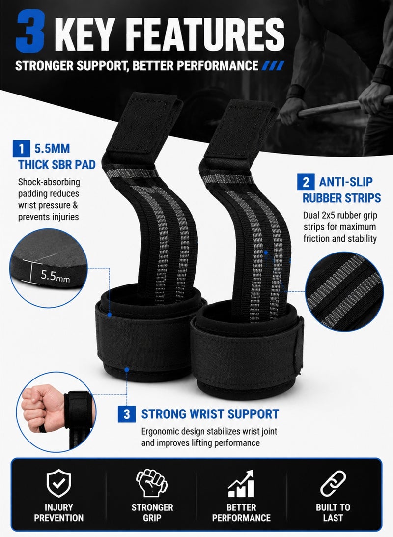 YX 2-Pack Weightlifting Wrist Wraps SBR 5.5mm Thick Support Pads, Non-Slip Grip Straps for Deadlift, Gym Training, CrossFit, Barbell & Dumbbell Wrist Support Gear - Image 5