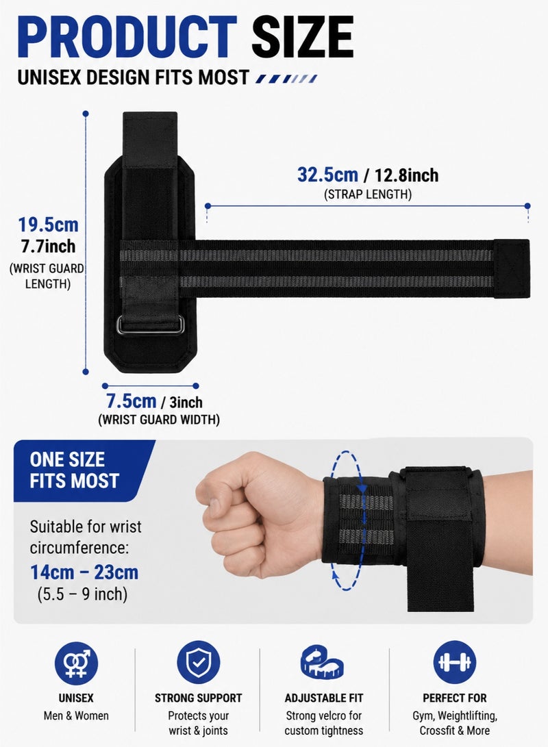 YX 2-Pack Weightlifting Wrist Wraps SBR 5.5mm Thick Support Pads, Non-Slip Grip Straps for Deadlift, Gym Training, CrossFit, Barbell & Dumbbell Wrist Support Gear - Image 4