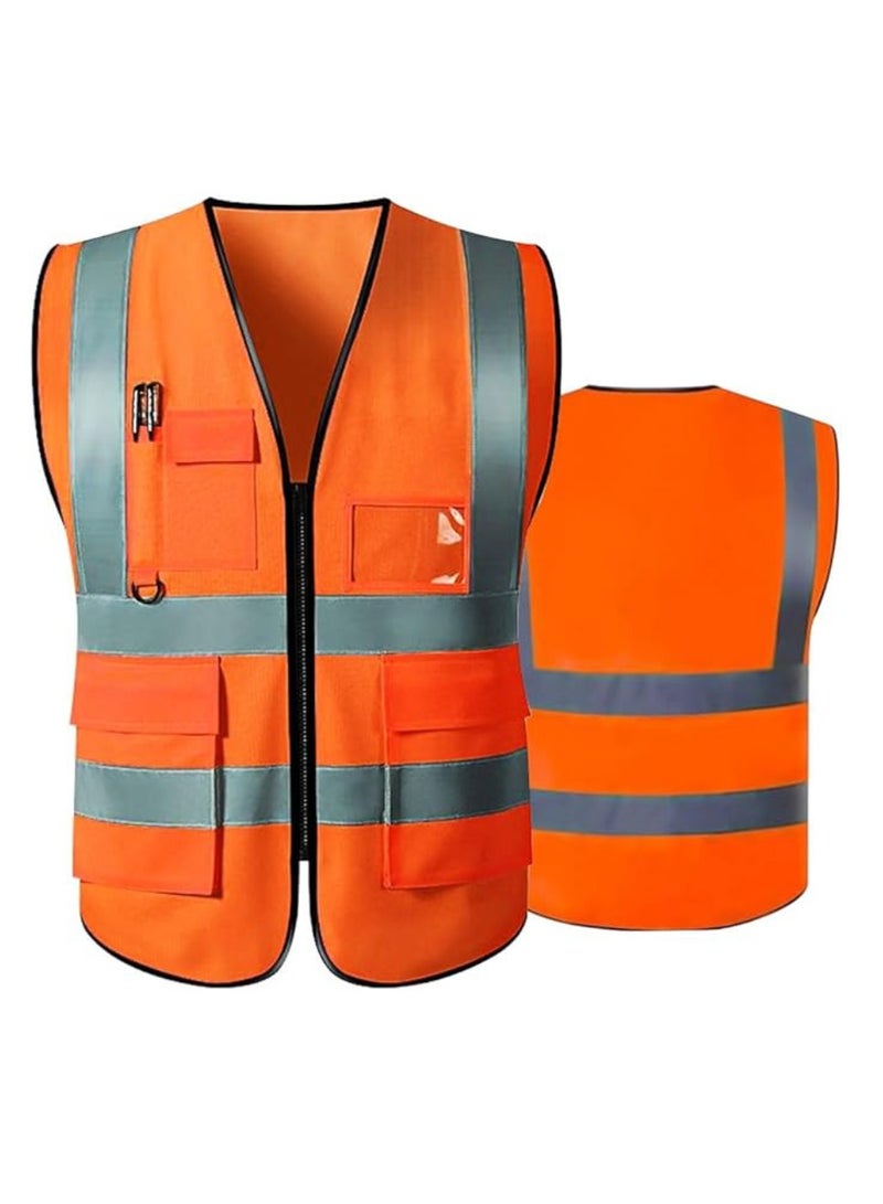 Yuwell Reflective Safety Vest For Women And Men High Visibility Safety Jacket With Pockets And Zip For Easy To Wear XXL  - Image 1