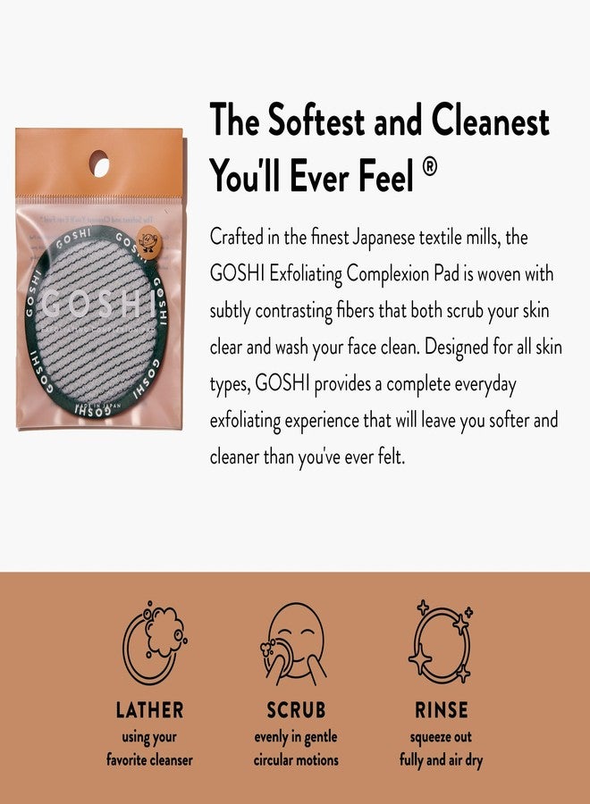 GOSHI Exfoliating Complexion Pads - Reusable, Rapid-Drying, Soft Exfoliating Face Scrubber for All Skin Types - Green - Made in Japan - Image 2