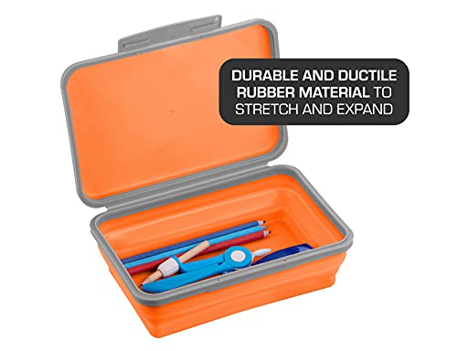 It's Academic Flexi Storage Box with Lid, Collapsible Pencil Case Design for Craft and School Supplies, Orange - Image 3