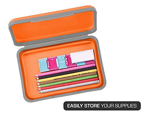 It's Academic Flexi Storage Box with Lid, Collapsible Pencil Case Design for Craft and School Supplies, Orange - Image 4