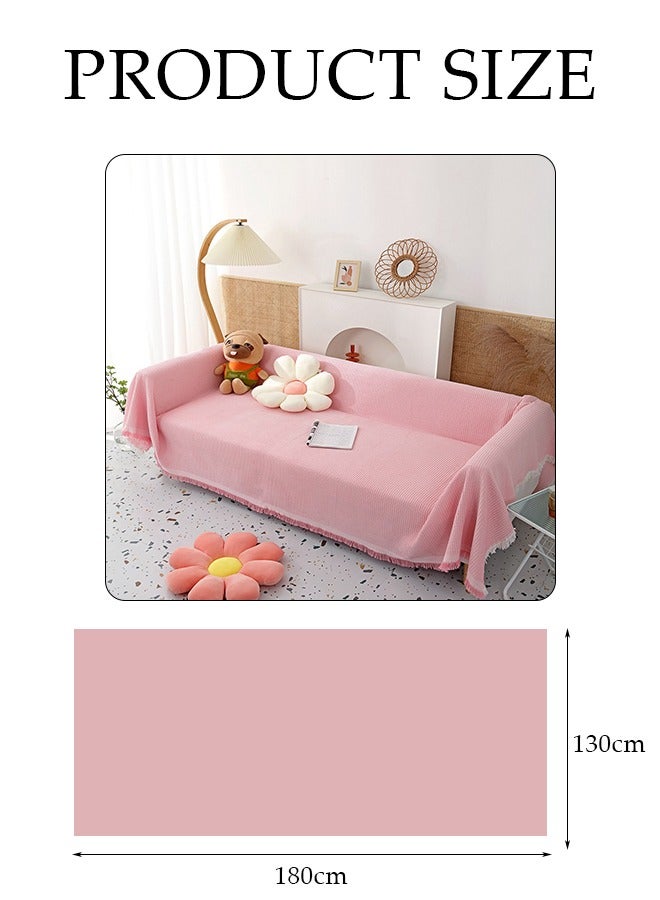 DUNISO Simple Sofa Cover，Sofa Towel,Simple style Wrap-Up Sofa Cover, All-Season Sofa Blanket of Sofa Cover One Piece Bedding Easy to Take Care of Multi-functional Blanket Shawl Sofa Towel  130*180cm（pink)  - Image 2
