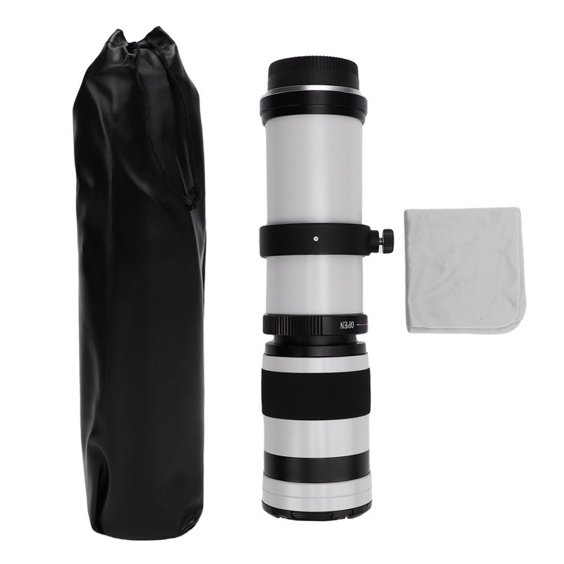 420-800mm Zoom Lens Fit for Nikon F Mount SLR Camera Optical Glass Coating Manual Focus Telephoto Lens White - Image 1