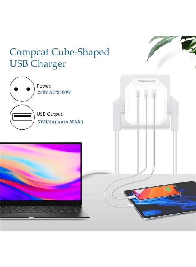 Travel USB Socket Adapter with 4 AC Outlets 3 USB Ports and Power Switch EU Plug Wall Cube Socket Power Adaptor Extender for Home - Image 5