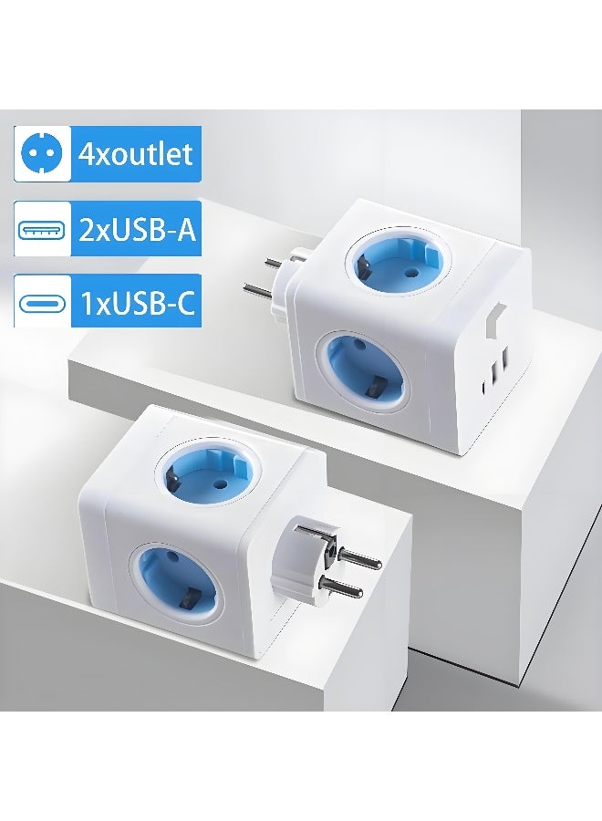 Travel USB Socket Adapter with 4 AC Outlets 3 USB Ports and Power Switch EU Plug Wall Cube Socket Power Adaptor Extender for Home - Image 2