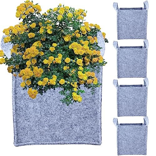 Oriley Grow Bag Heavy Duty Geo Fabric Plants Flower Growing Bags Floor Standing Mount Type for Home Garden Balcony Nursery (Grey, Square, 500 GSM 10x10x10 inch Pack of 5) - Image 1