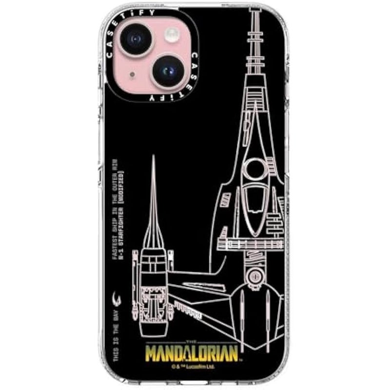 كاستيفي CASETiFY Clear iPhone 15 Case 【Mandalorian Co-Lab/Not Yellowing / 6.6ft Drop Protection/Compatible with Magsafe】 - N-1 Starfighter - Clear - Image 1