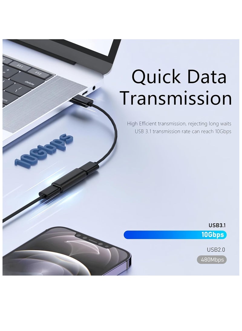 "محول USB C أنثى إلى أنثى - كابل تمديد نوع سي بسرعة 10 جيجابايت في الثانية، يدعم مزامنة البيانات والشحن، متوافق مع ماك بوك، آيباد برو، وسامسونج"