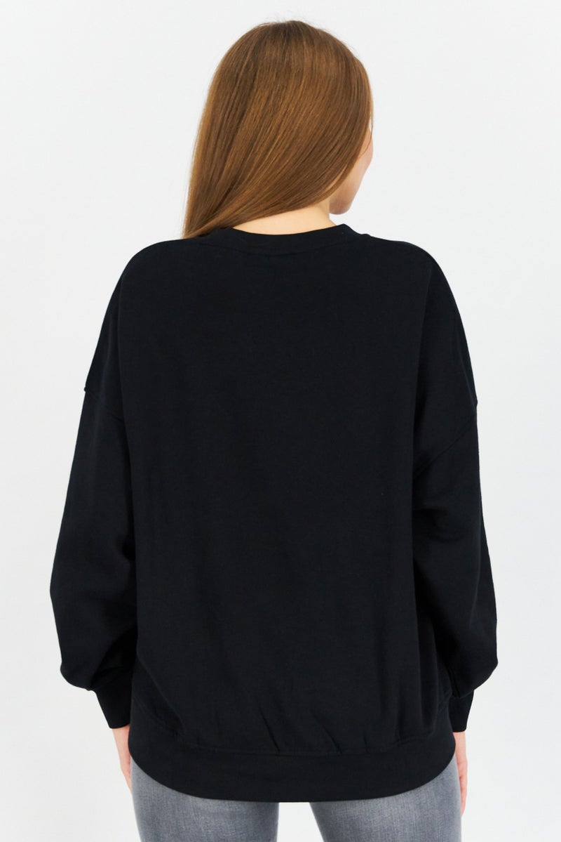 ESPRIT سويت شيرت نسائي بياقة دائرية بسيطة، أسود - Image 3