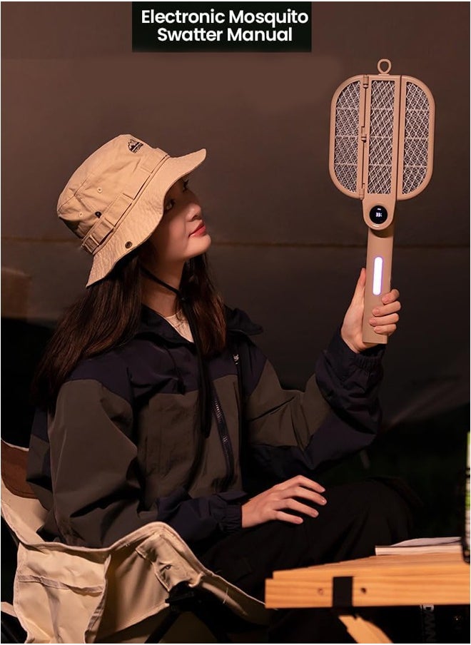 General - Foldable Electric Insect Killer Racket Mosquito Trap UV Light Source Attractor Powerful Electric Shock Insect Trap USB Rechargeable Safety Net Power Display Lightweight Pest Repellent - Image 1