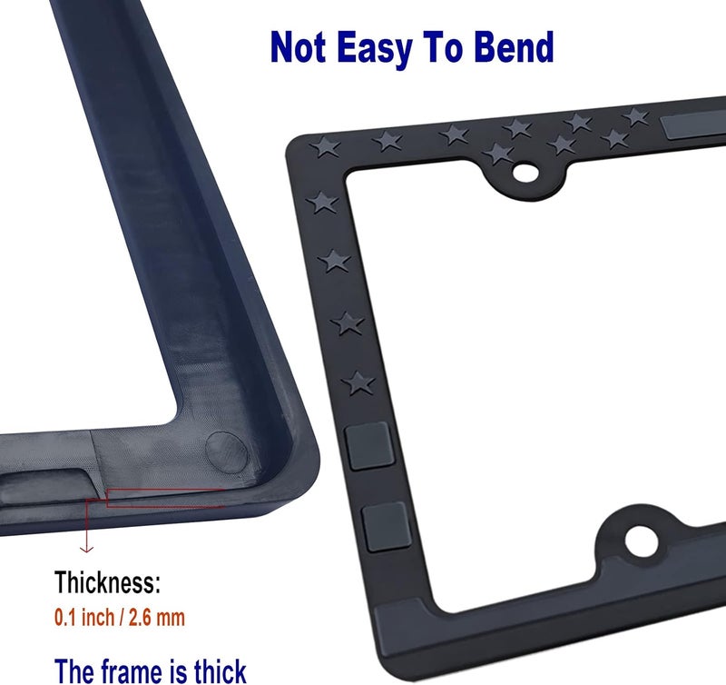 FBJTDQ Black American Flag License Plate Frames- Patriotic USA Stars and Stripes Flag Plastic Car Tag Cover Holder with Mount Screws Caps for Truck/SUV, Auto Accessories for Veterans Military - Image 5
