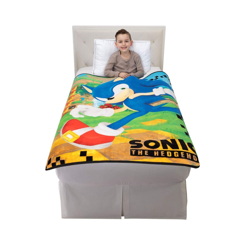 Franco Kids Bedding Super Soft Micro Raschel Throw, 46 in x 60 in, Sonic The Hedgehog, Anime - Image 1