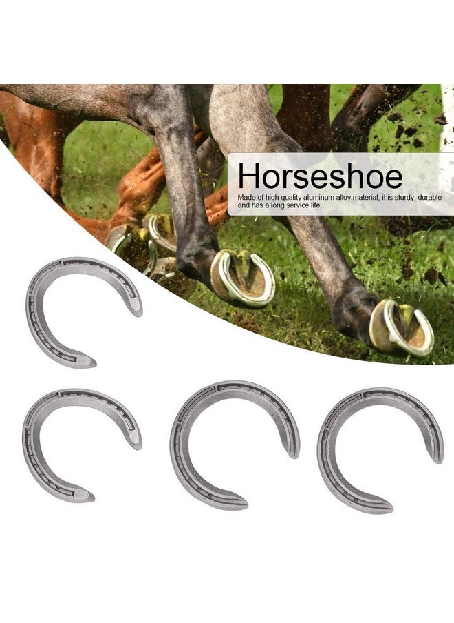 AMONIDA Horseshoes, 4pcs Aluminum Alloy Horse Shoes, Horse Riding Tool Horseshoe Kit for Horseshoe Palms for Indoor or Outdoor(No 4)  - Image 2