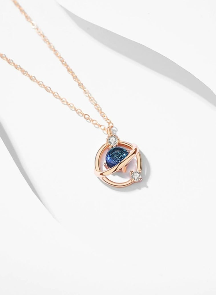 925 Sterling Silver Fantasy Planet Rose Gold Pendant Necklace  - Image 2