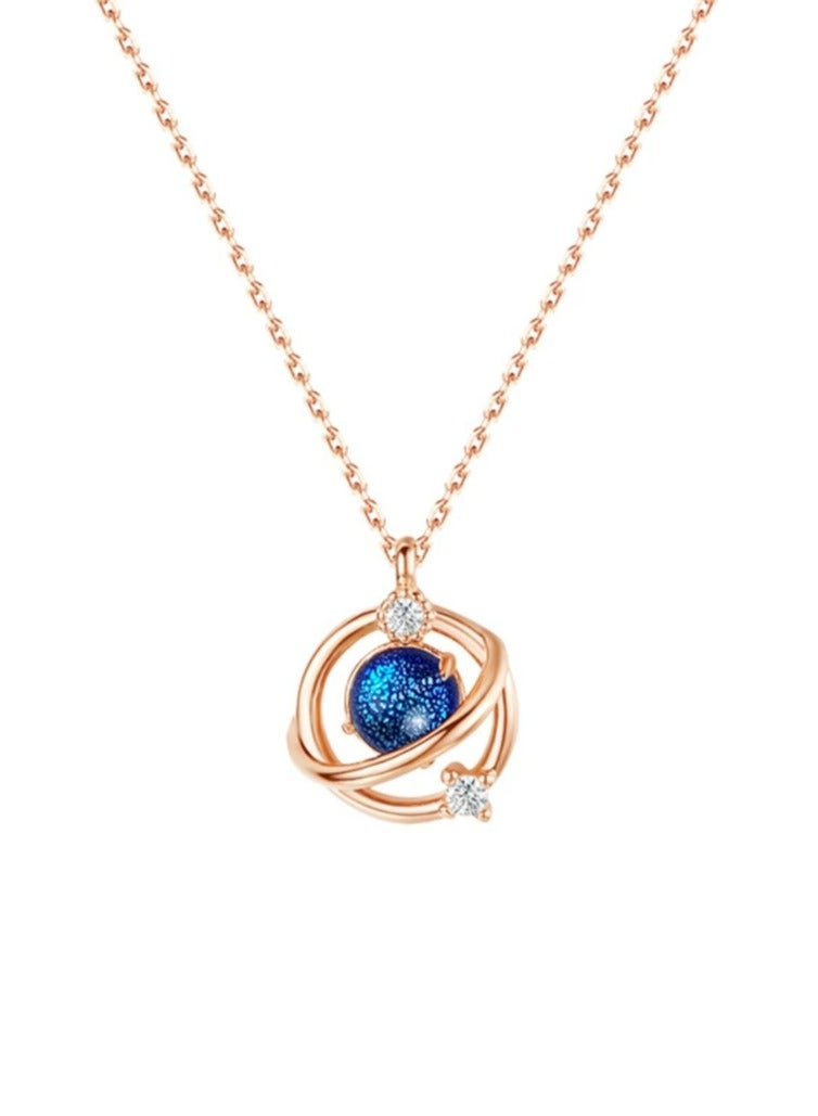 925 Sterling Silver Fantasy Planet Rose Gold Pendant Necklace  - Image 3