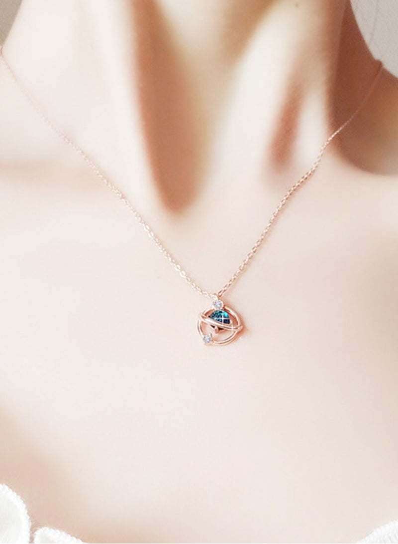 925 Sterling Silver Fantasy Planet Rose Gold Pendant Necklace  - Image 4