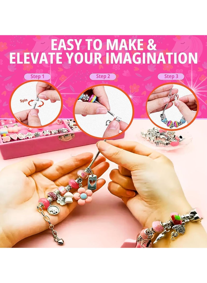 Bracelet Making Kit for Girls, Charm Bracelets Kit with 66pcs Beads with Jewelry Box, Elegant Clay Set for DIY Craft, Learning Toy Gift for Adolescent & Kids, for 8-12 Years Old - Image 3