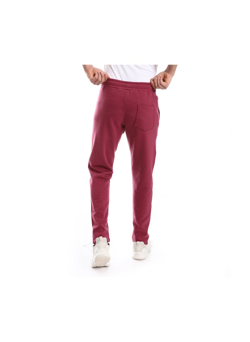 Pavone Wine Red Elastic Waist With Drawstring lined cotton Sweatpants - Image 3