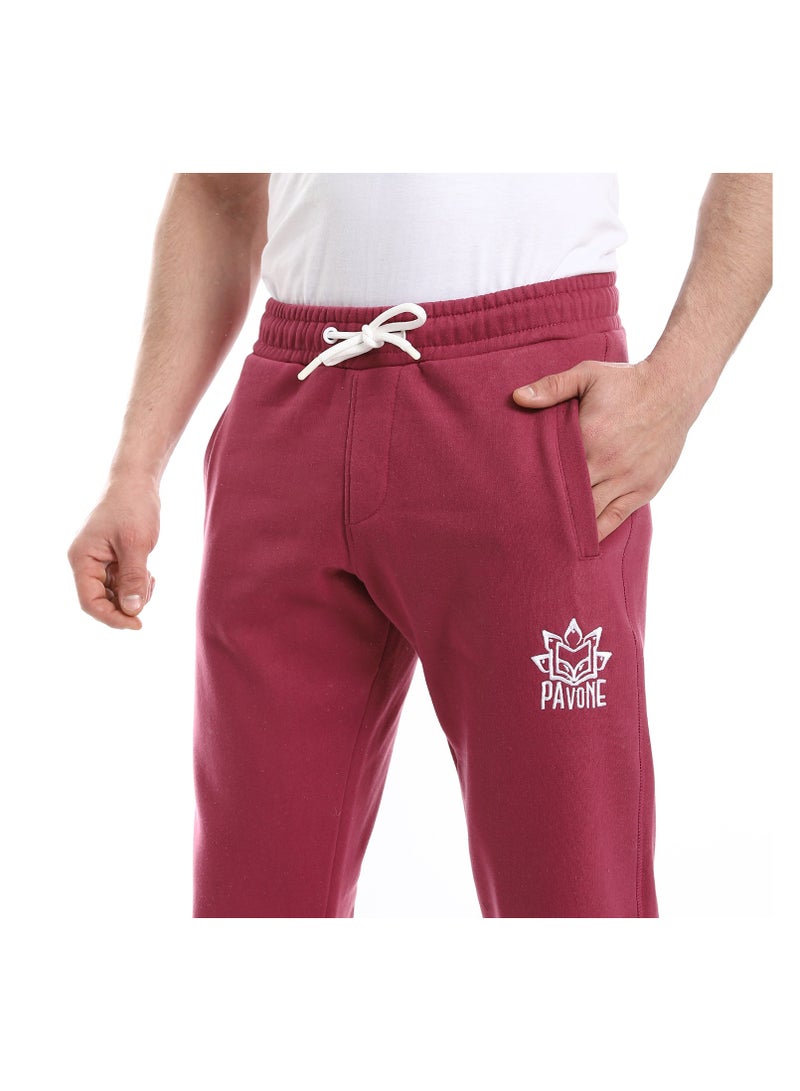 Pavone Wine Red Elastic Waist With Drawstring lined cotton Sweatpants - Image 4
