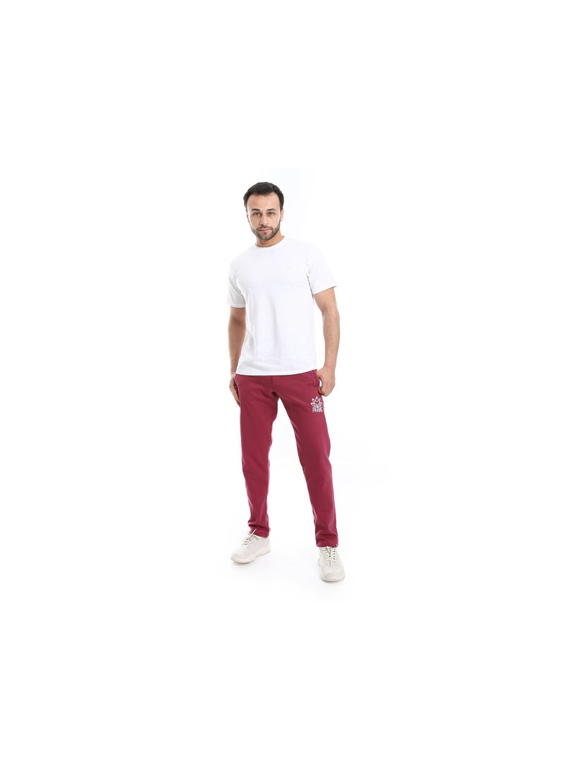 Pavone Wine Red Elastic Waist With Drawstring lined cotton Sweatpants - Image 5