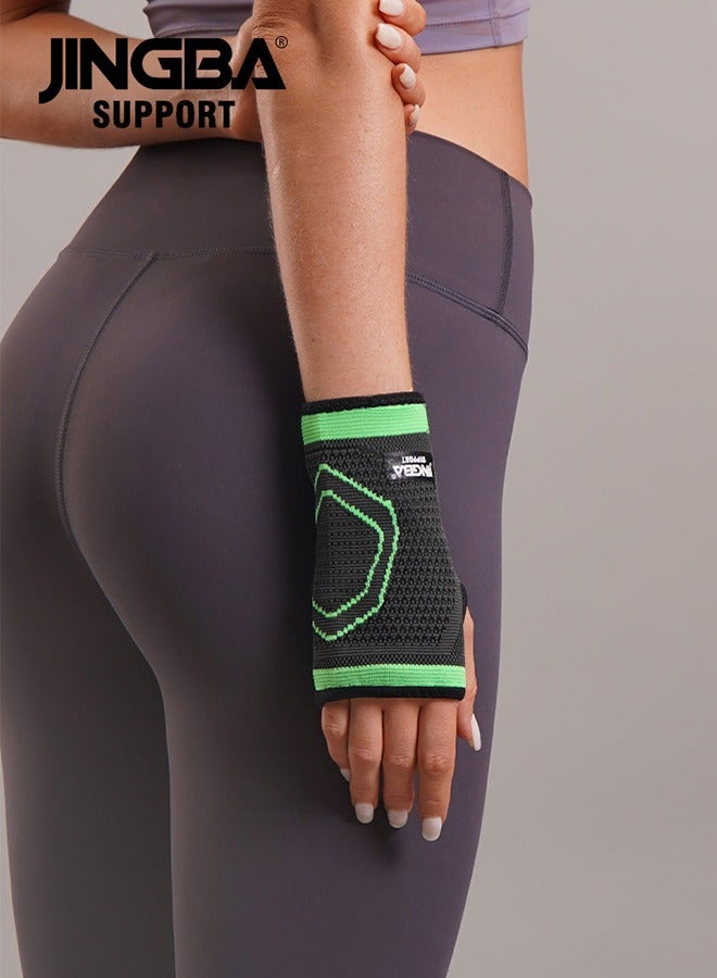 جينجبا سابورت واقي معصم خارجي محبوك قابل للتنفس يمتص العرق للبالغين، واقي معصم لرفع الأثقال، معدات حماية رياضية، دعم مريح لليد لالتهاب المفاصل والتهاب الأوتار والالتواءات والتمارين الرياضية ومتلازمة النفق الرسغي - أخضر، مقاس M - Image 1