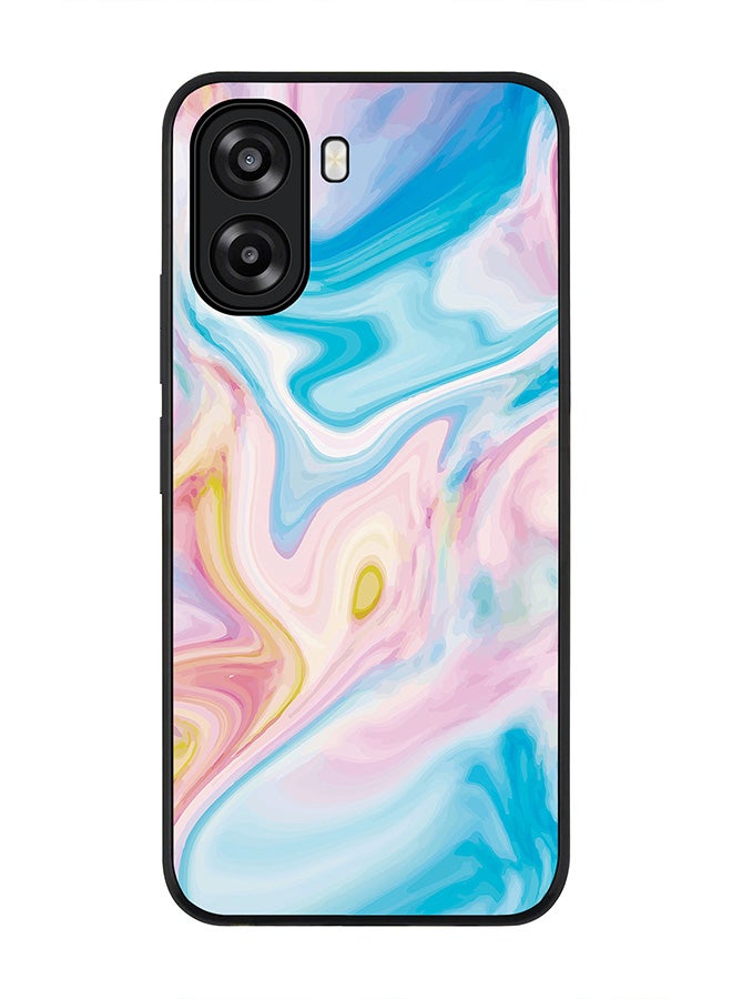 Stylizedd For Oppo A6t 5G / A6t 4G Case,Slim fit Camera Protection, Shockproof Thin Phone cover  - Marble Print Aqua - Image 1