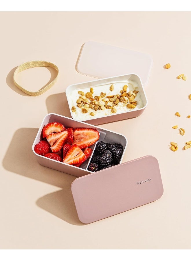 Takenaka - TAKENAKA Bento Lunch Box, Flat Dual Eco-Friendly and Sustainable Bento box from Japan (Matte Candy Pink) - Image 1
