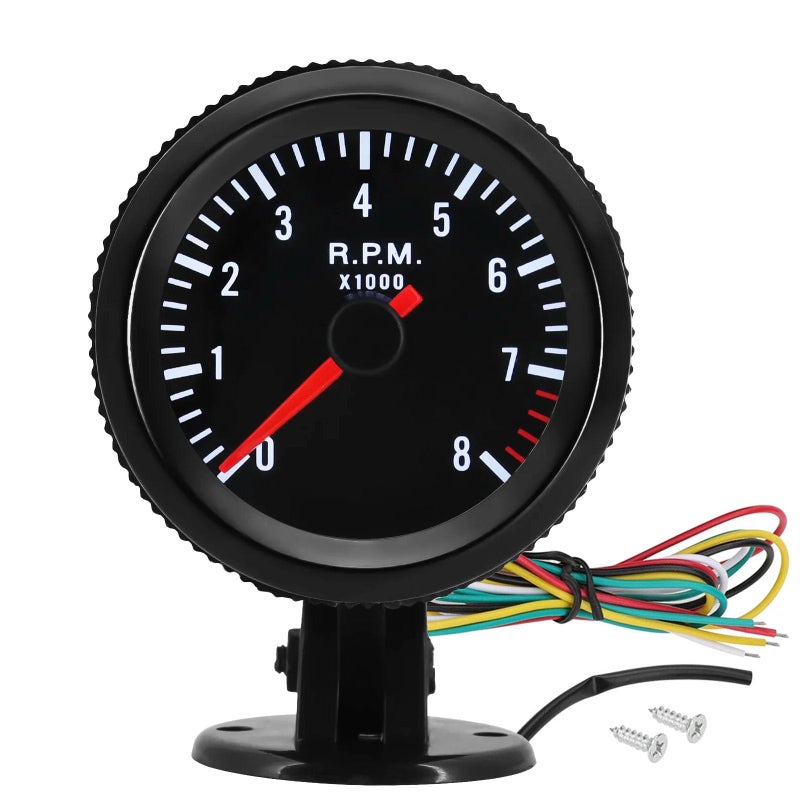 BLLYOGU Universal 2" Tachometer 8000 RPM Meter with Gauge Holder for 12V Gasoline Car Engine 1-8 Cylinders - Image 1