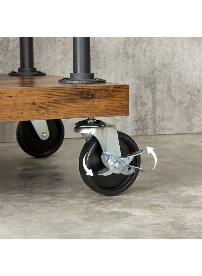 VASAGLE Clothes Rack, Clothing Rack on Wheels, 5-Tier Garment Rack with Metal Pipes, for Bedroom, Store, Laundry Room, Living Room, Rustic Brown and Black - Image 5