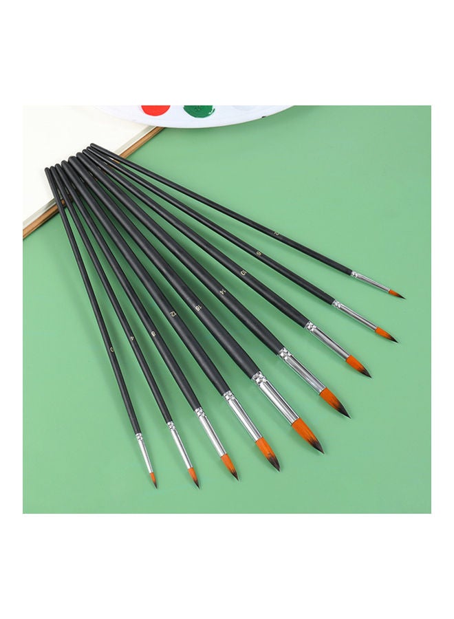 Loquat 9-Piece Artist Professional Paint Brushes Black/Silver - Image 2
