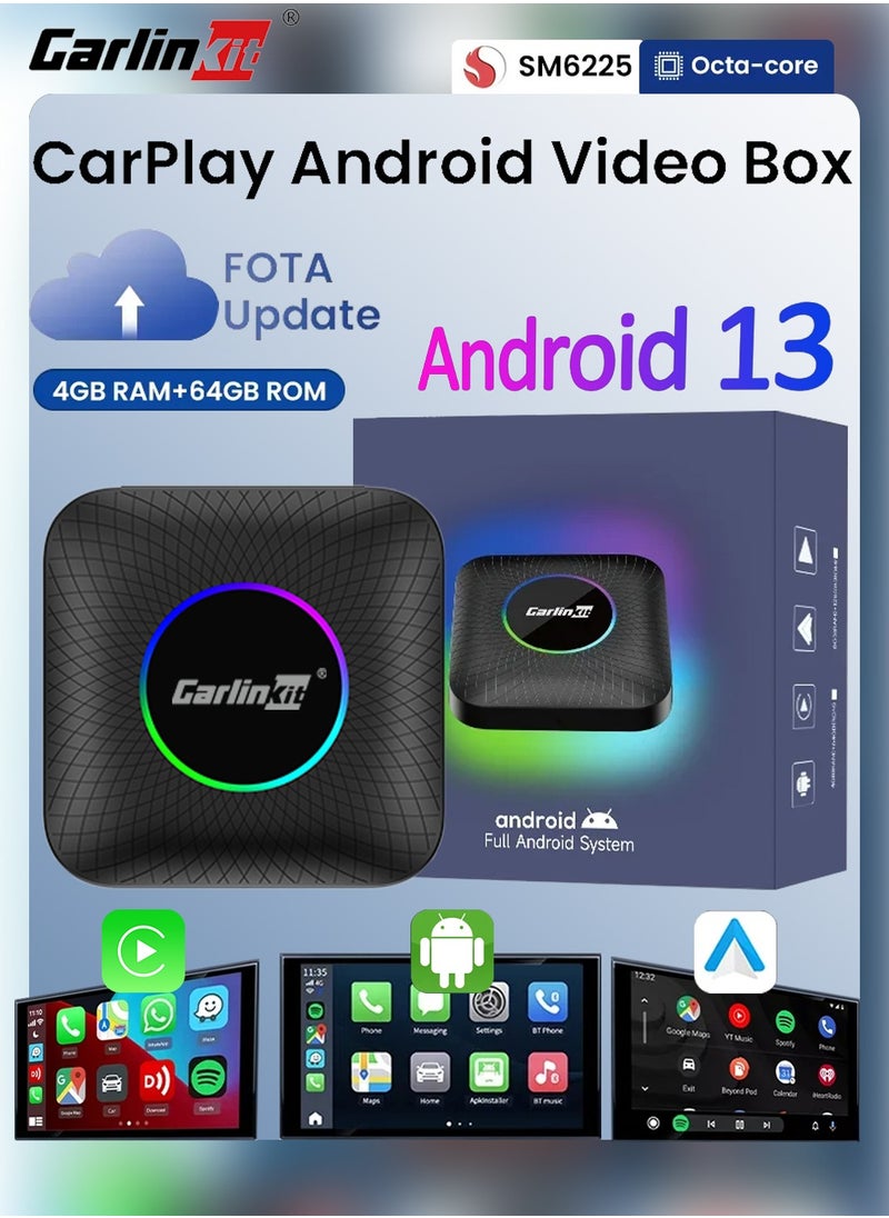 Carlinkit - CarlinKit CarPlay Ai Box Android 13 SM6225 Wireless Android Auto CarPlay Smart Car TV Box To Install Apps with 4G LTE Hotspot - Image 1