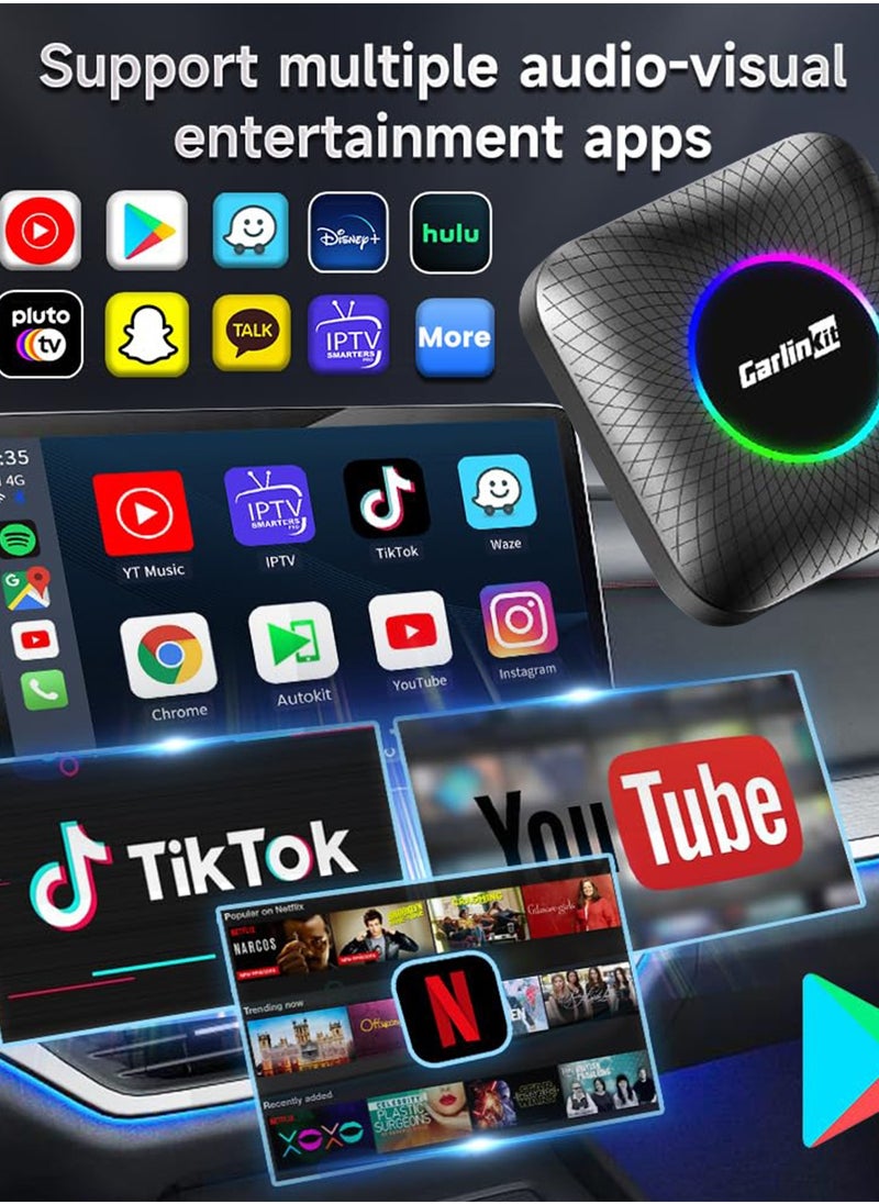 Carlinkit - CarlinKit CarPlay Ai Box Android 13 SM6225 Wireless Android Auto CarPlay Smart Car TV Box To Install Apps with 4G LTE Hotspot - Image 1