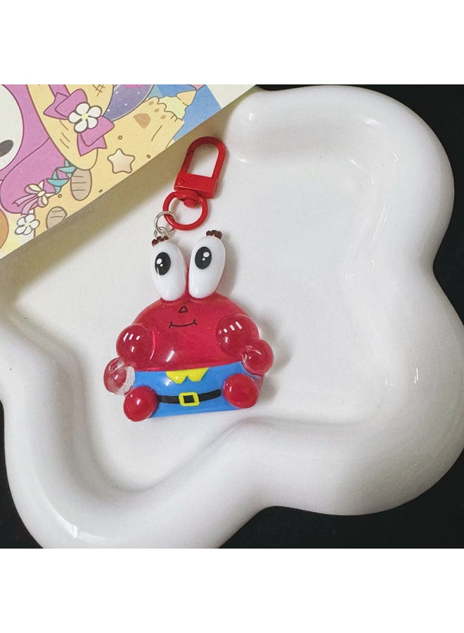 Ice-transparent Luminous Fine Flash Spongebob Keychain Pie Star Bag Pendant Cartoon Girlfriends Girl Couple Gift