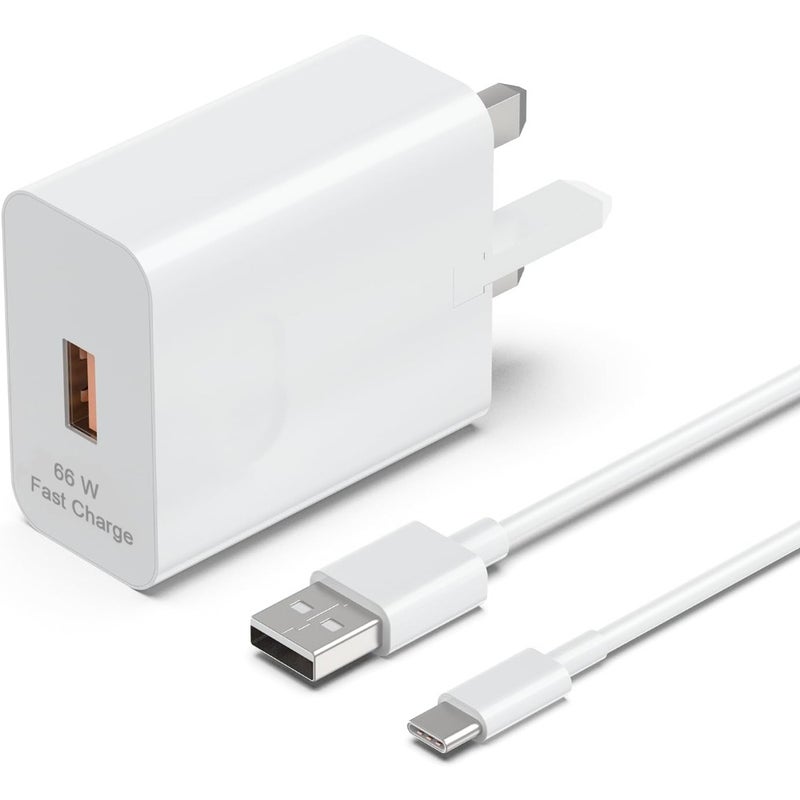 66W SuperCharge USB C Power Adapter Fast Charging For Honor X9c X5b X7b Magic6 7 Lite Pad X9 9 Huawei Phones And Tablets 6A Cable Included Compact And Efficient - Image 1