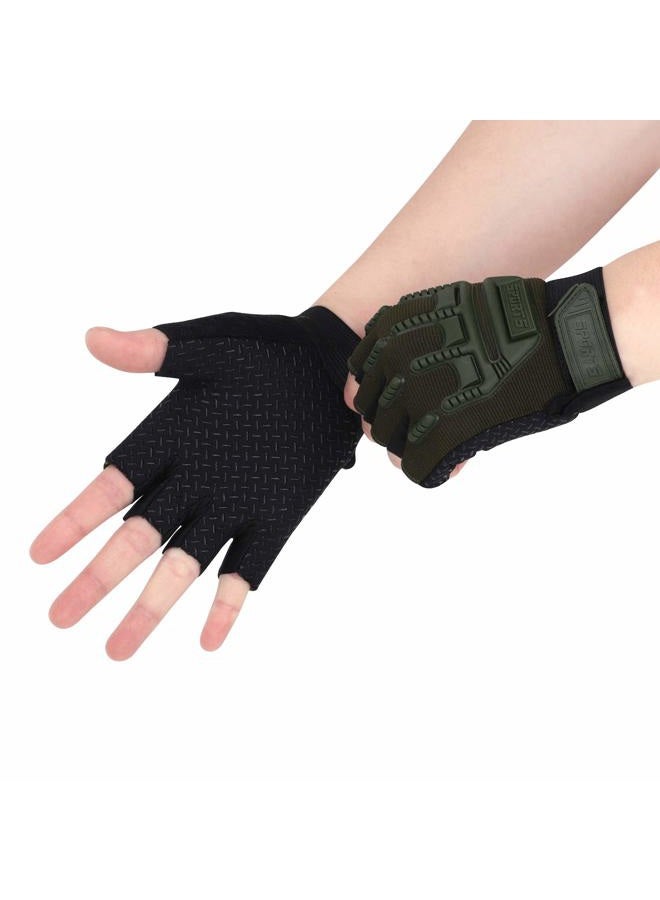 GREUS Kids Half Finger Cycling Gloves Mittens Breathable Non Slip Fingerless Bike Riding Gloves Shockproof Sports Training Gloves UV Protection Outdoor Skateboard Gloves for Boys Girls 6-10Y - Image 2