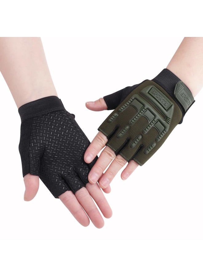 GREUS Kids Half Finger Cycling Gloves Mittens Breathable Non Slip Fingerless Bike Riding Gloves Shockproof Sports Training Gloves UV Protection Outdoor Skateboard Gloves for Boys Girls 6-10Y - Image 1